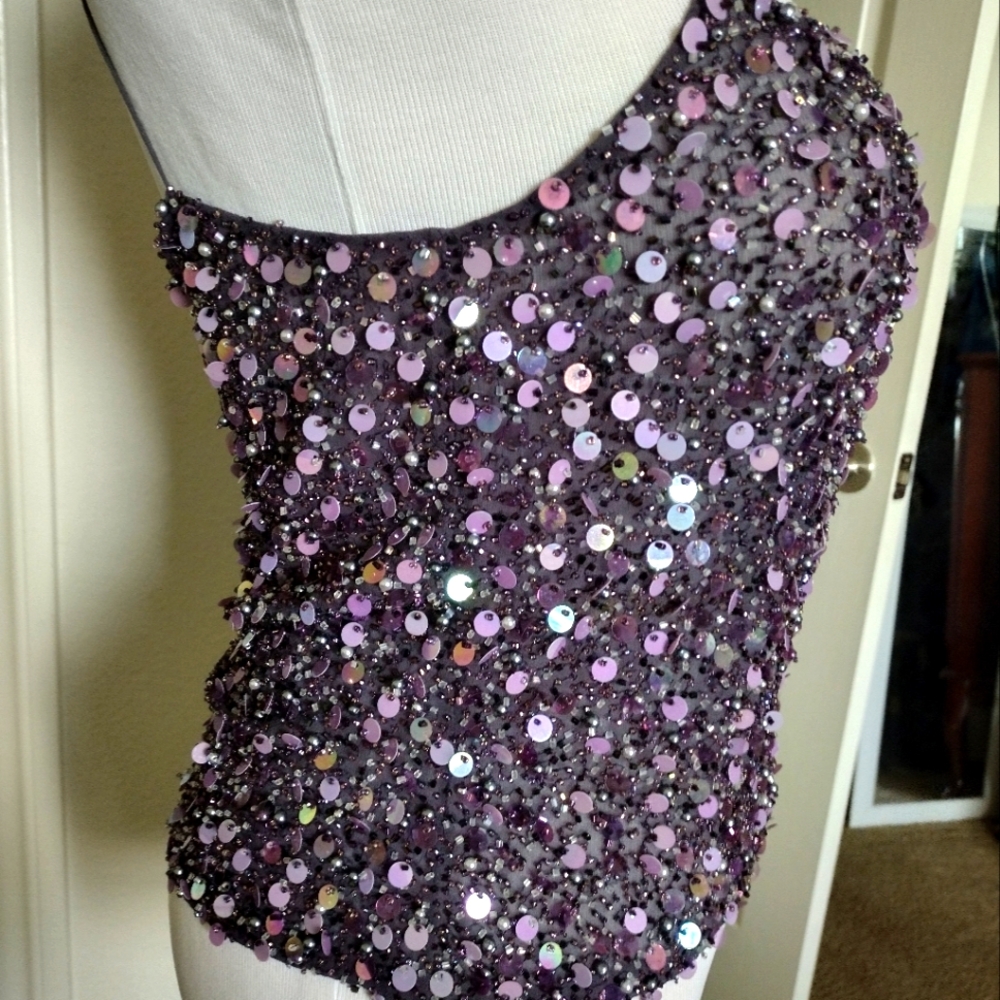 Linda Allard Ellen Tracy Beautifully Beaded Evening Top - Picture 2 of 3